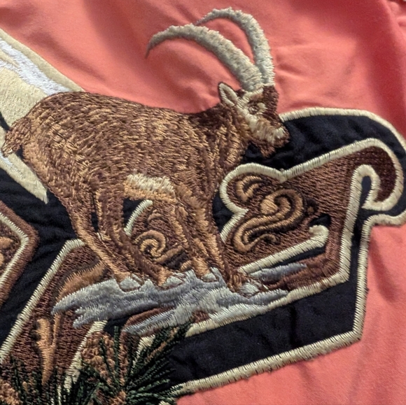 Rare Vintage Bogner Ski Snowsuit 80s Western Bavarian Mountain Eagle Coral Pink - Picture 3 of 16